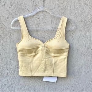 SIMONETT Bibi French Terry Cropped Bustier Top S/M Pale Yellow